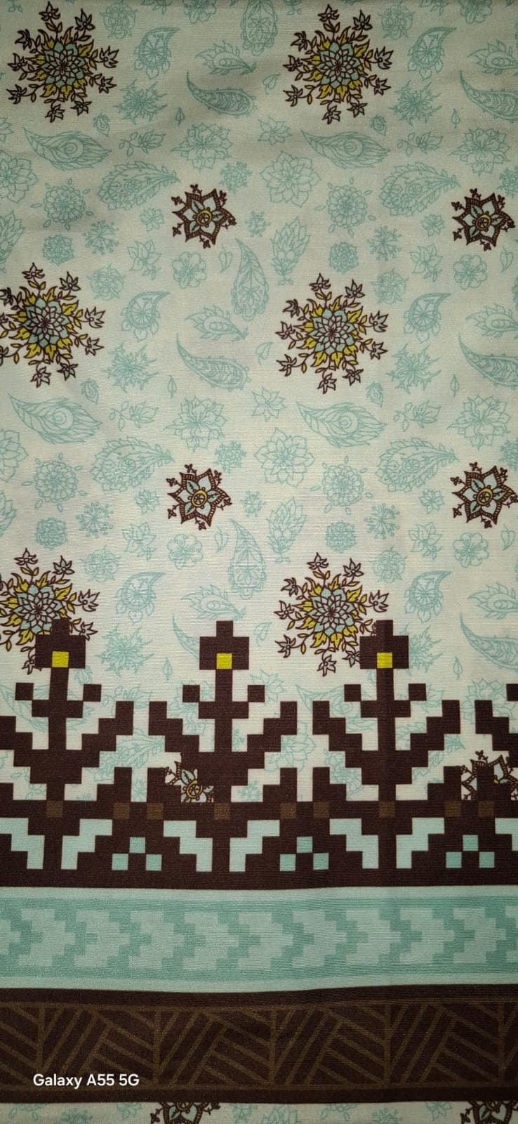 Elegant Mint Green Printed Fabric (662) 2