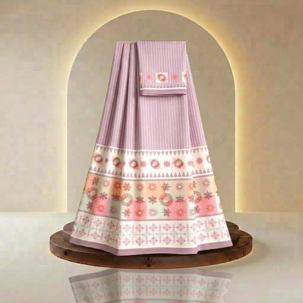 Mauve Trim - Digital Printed Rida Fabric | Menodora