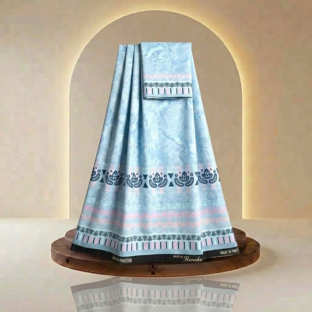 Blue Accent - Digital Printed Rida Fabric | Menodora