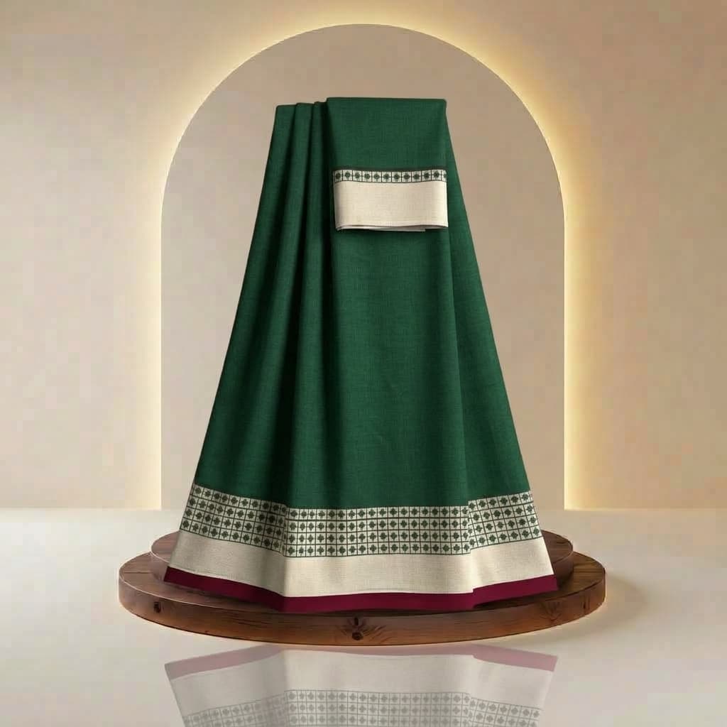 Emerald Elegance - Digital Printed Rida Fabric | Menodora